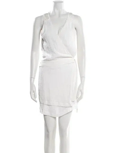 Pre-owned Kimberly Ovitz V-neck Mini Dress In Neutral