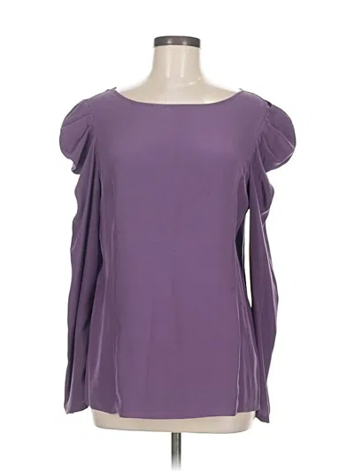 Pre-owned Kimberly Taylor Long Sleeve Silk Top Purple Cold Shoulder Neckline Tops