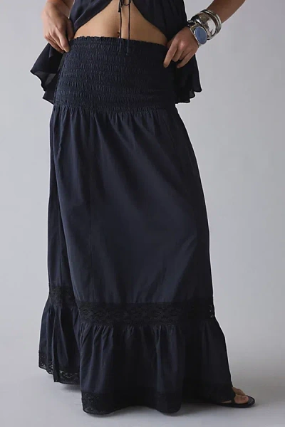 Kimchi Blue 2 For 1 Convertible Lace Trim Smocked Dress In Black, Women's At Urban Outfitters