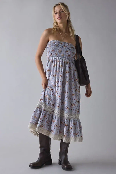 Kimchi Blue 2 For 1 Convertible Lace Trim Smocked Dress In Lavender, Women's At Urban Outfitters In Purple