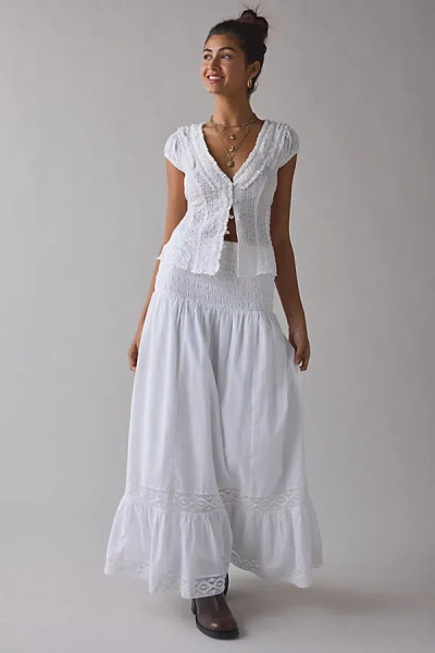 Kimchi Blue 2 For 1 Convertible Lace Trim Smocked Dress In White, Women's At Urban Outfitters