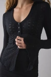 Kimchi Blue Abigail Sheer Lace Button Front Flyaway Top In Black, Women's At Urban Outfitters