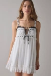 Kimchi Blue Adelaide Lace + Ribbon Trim Babydoll Mini Dress In White, Women's At Urban Outfitters In Multi