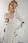 Kimchi Blue Alina Ribbon Trim Lace Bell Sleeve Mini Dress In Ivory, Women's At Urban Outfitters In White