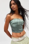 Kimchi Blue Alivia Scallop Lace Tube Top In Green, Women's At Urban Outfitters