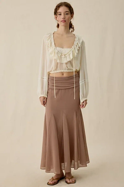 Kimchi Blue All About Town Godet Maxi Skirt In Chocolate, Women's At Urban Outfitters In Brown