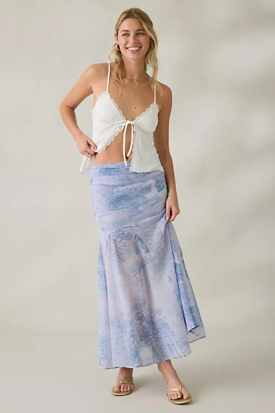 Kimchi Blue All About Town Godet Maxi Skirt In Mulberry, Women's At Urban Outfitters In Blue