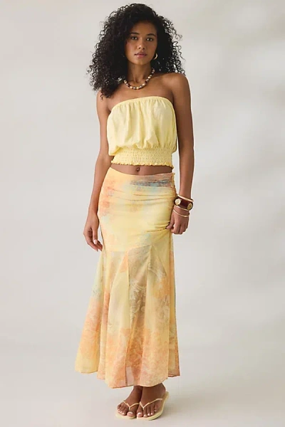 Kimchi Blue All About Town Godet Maxi Skirt In Yellow, Women's At Urban Outfitters