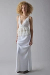 Kimchi Blue Antoinette Plunging Tiered Lace Babydoll Cami In White, Women's At Urban Outfitters In Blue