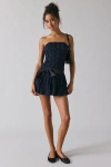 Kimchi Blue Apple Of My Eye Strapless Drop Waist Bow Mini Dress In Navy, Women's At Urban Outfitters In Blue