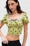 Kimchi Blue Apple Square Neck Cropped Blouse In Green, Women's At Urban Outfitters