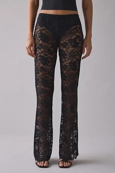 Kimchi Blue Aura Sheer Lace Flare Pant In Black, Women's At Urban Outfitters