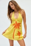 Kimchi Blue Ava Embroidered Halter Mini Dress In Yellow, Women's At Urban Outfitters In Yellow