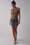 Kimchi Blue Backstage Belted Waistband Low-rise Denim Micro Mini Skirt In Light Blue, Women's At Urban Outfitter In Brown