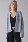 Kimchi Blue Becca Brushed Pointelle Knit Oversized Cardigan In Grey, Women's At Urban Outfitters In Gray