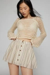 Kimchi Blue Bonnie Button-front Mini Skirt In Neutral At Urban Outfitters In Neutral