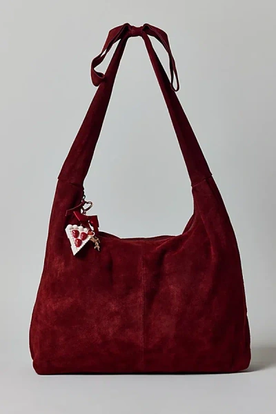 Kimchi Blue Bow Suede Hobo Bag In Maroon, Women's At Urban Outfitters In Burgundy