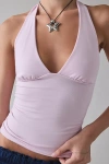 Kimchi Blue Breakup Plunging Cropped Halter Top In Lilac, Women's At Urban Outfitters In Pink