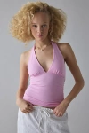 Kimchi Blue Breakup Plunging Cropped Halter Top In Pink, Women's At Urban Outfitters