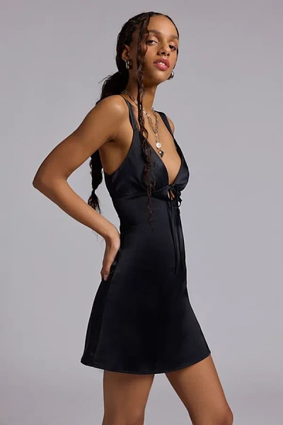 Kimchi Blue Brooke Keyhole Cutout Slip Mini Dress In Black, Women's At Urban Outfitters