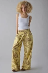 Kimchi Blue Caroline Smocked Wide Leg Linen-blend Pant In Bunny Strawberry, Women's At Urban Outfitters