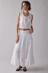 Kimchi Blue Charlotte Lace Trim Semi-sheer Tiered Maxi Skirt In White, Women's At Urban Outfitters In White