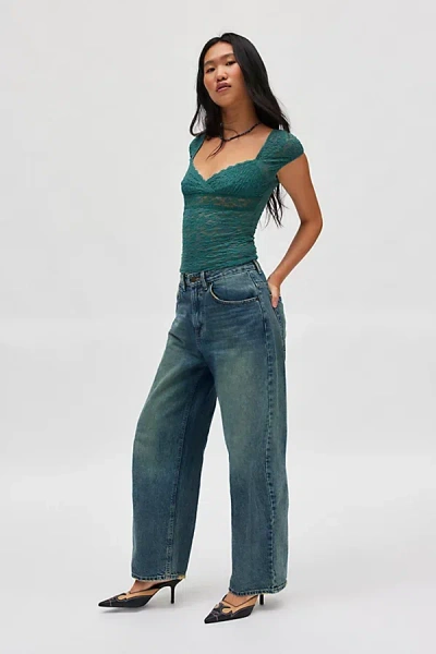 Kimchi Blue Clementine Femme Top In Dark Green, Women's At Urban Outfitters In Multi