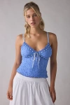 Kimchi Blue Clover Lace + Ribbon Trim Cropped Cami In Blue, Women's At Urban Outfitters In Blue