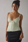 Kimchi Blue Clover Lace + Ribbon Trim Cropped Cami In Green, Women's At Urban Outfitters