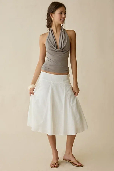 Kimchi Blue Cora Godet Cotton Midi Skirt In White, Women's At Urban Outfitters