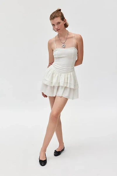 Kimchi Blue Desi Strappy Drop Waist Mini Dress In Ivory, Women's At Urban Outfitters In White