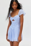 Kimchi Blue Diana Ruched Drop Waist Romper In Heather Grey, Women's At Urban Outfitters In Blue