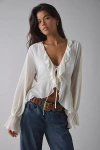 Kimchi Blue Dream Catcher Ruffle Bell Sleeve Flyaway Blouse In White, Women's At Urban Outfitters In White
