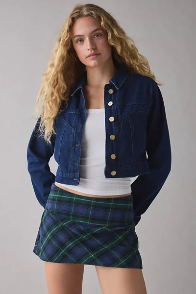 Kimchi Blue Easy As Pie Plaid Low-rise Mini Skirt In Blue, Women's At Urban Outfitters