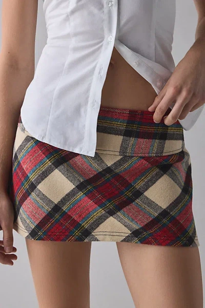 Kimchi Blue Easy As Pie Plaid Low-rise Mini Skirt In Red, Women's At Urban Outfitters