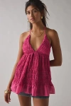 Kimchi Blue Edith Ruffle Babydoll Tunic Halter Top In Pink, Women's At Urban Outfitters In Pink