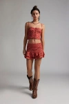 Kimchi Blue Eloise Crop Top & Mini Skirt Set In Red, Women's At Urban Outfitters In Brown