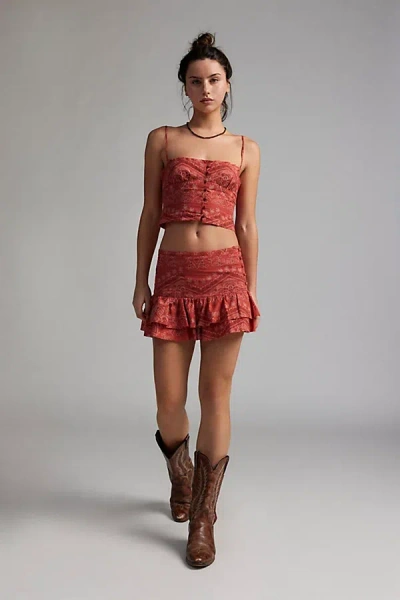 Kimchi Blue Eloise Crop Top & Mini Skirt Set In Red, Women's At Urban Outfitters In Brown