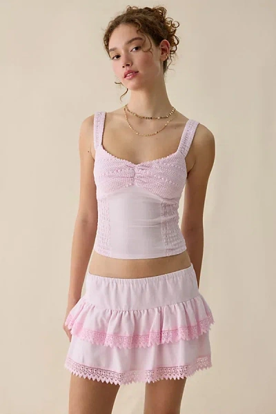 Kimchi Blue Getaway Crochet + Lace Skirt 2-piece Set In Pink, Women's At Urban Outfitters