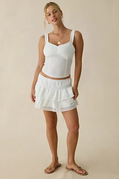 Kimchi Blue Getaway Crochet + Lace Skirt 2-piece Set In White, Women's At Urban Outfitters