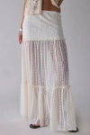 Kimchi Blue Gianna Yoked Semi-sheer Lace Pleated Maxi Skirt In White, Women's At Urban Outfitters In White