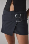 Kimchi Blue Girls Night Low-rise Belted Wrap Micro Mini Skort In Black, Women's At Urban Outfitters
