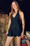 Kimchi Blue Hailey Halter Denim Dress In Rinsed Denim, Women's At Urban Outfitters In Vintage Denim Medium