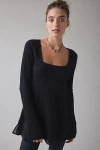 Kimchi Blue Hannah Lace Trim Babydoll Sweater In Black, Women's At Urban Outfitters In Black