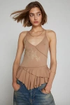 Kimchi Blue Hazel Peplum Butterfly Applique Cami In Light Brown, Women's At Urban Outfitters In Brown