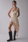 Kimchi Blue Hydrangea Asymmetric Cascading Ruffle Spliced Lace Midi Dress In Ivory, Women's At Urban Outfitters In White