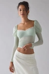 Kimchi Blue In The Dark Sheer Mesh Long Sleeve Top In Mint, Women's At Urban Outfitters In Multi