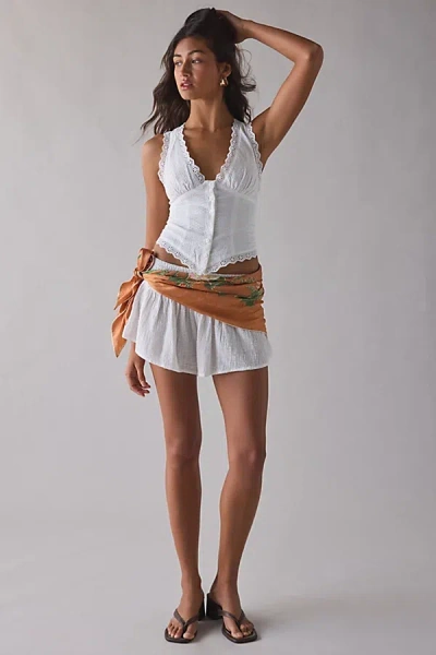 Kimchi Blue It's A Vibe Eyelet Lace Trim Corset Tank Top In White, Women's At Urban Outfitters