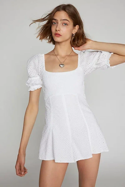 Kimchi Blue Ivy Eyelet Lace Romper In White, Women's At Urban Outfitters