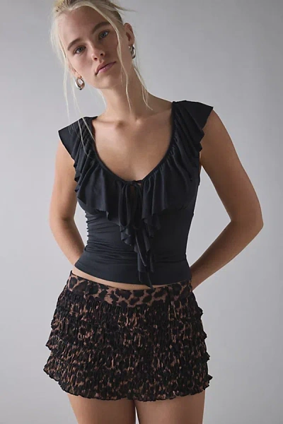 Kimchi Blue Jada Ruffle Scoop Neck Jersey Knit Top In Black, Women's At Urban Outfitters In Blue